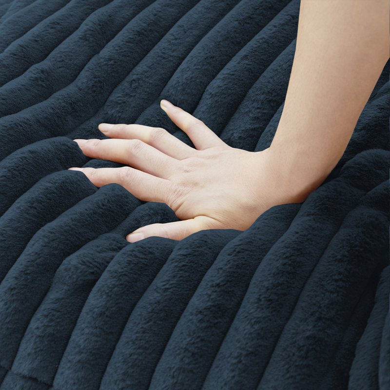 Fauteuil à billes surdimensionné en mousse de velours côtelé à compression, Marine