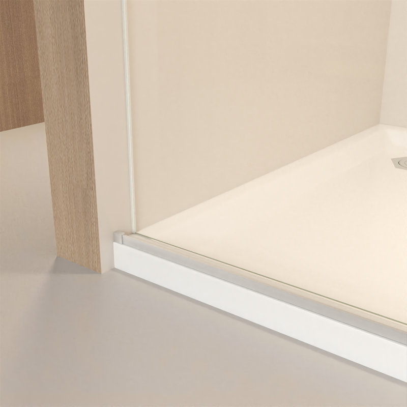 Porte de douche coulissante sans cadre 44-48 "x 76" H, verre trempé transparent 5/16 "(8Mm), cadre en acier inoxydable