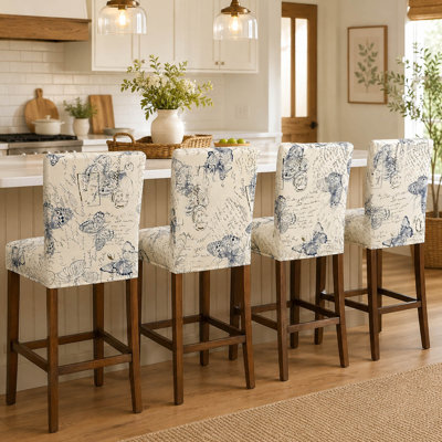 Set of 4 Stretch Patterned Bar Stool Seat Covers