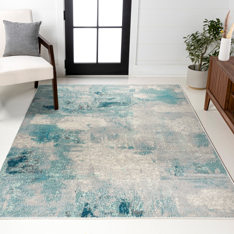 Tapis crème / bleu Lasley, Rectangle 8 pi 8 po x 12 pi