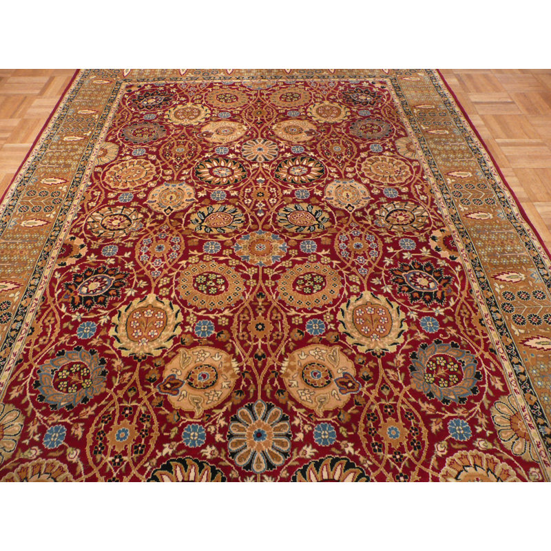 Tapis en laine rouge/brun 4 pi 8 po x 7 pi 3 po one-of-kind à la main noué la Josephson
