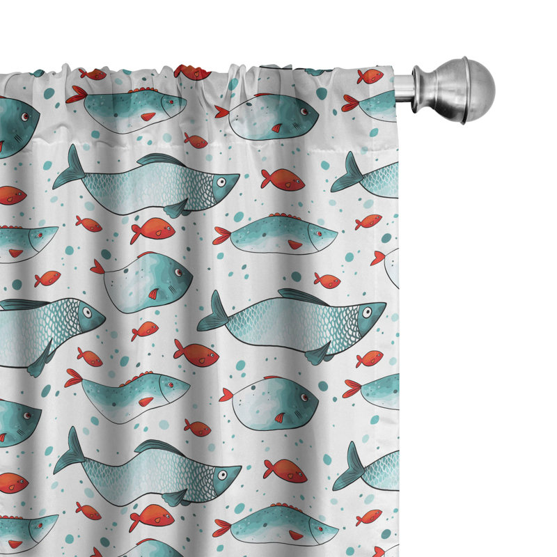 Fish Geometric Semi-Sheer Rod Pocket Curtain Panels, 28" W x 95" L