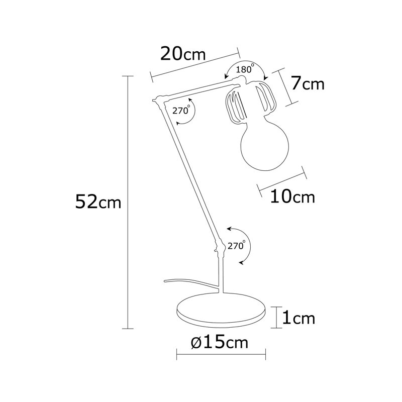 Lampe de bureau 20,47 po noir / cuivre Mariani