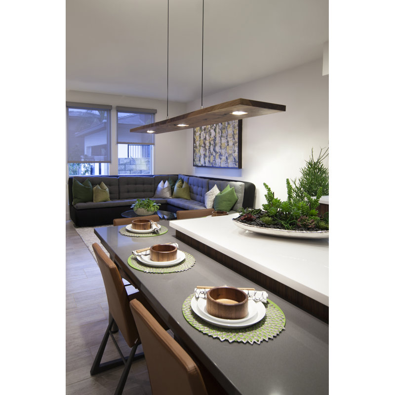Vix Dimmable LED Pendant, 3500K, 0.75" H x 34" W x 8" D, Oiled Walnut