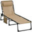 Outsunny Portable Sun Lounger Folding Camping Bed Cot Pillow Beige