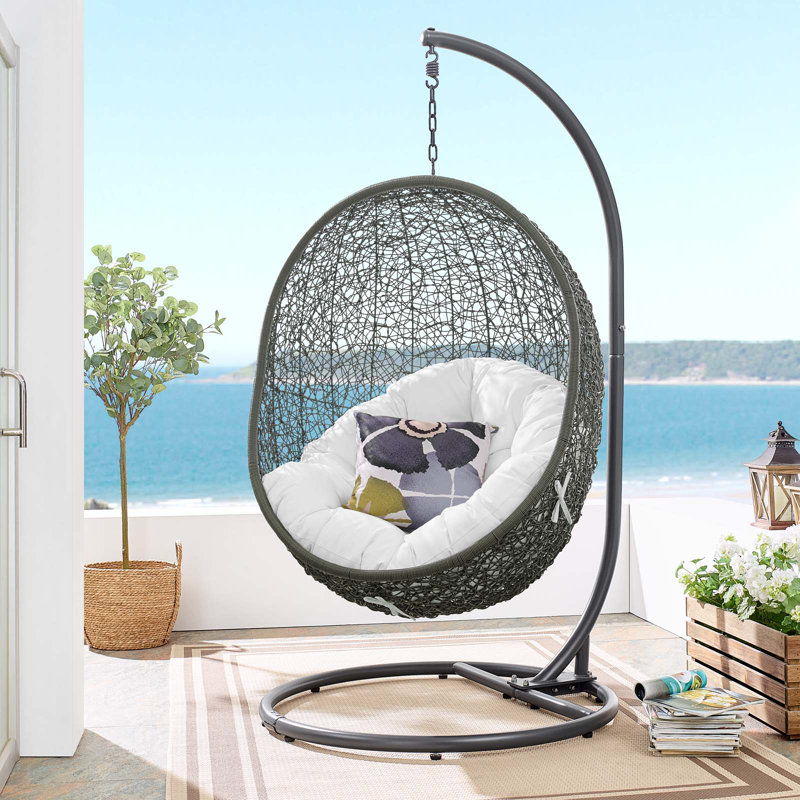 Chaise suspendue d'extérieur avec support Hide de Modway, Gris blanc