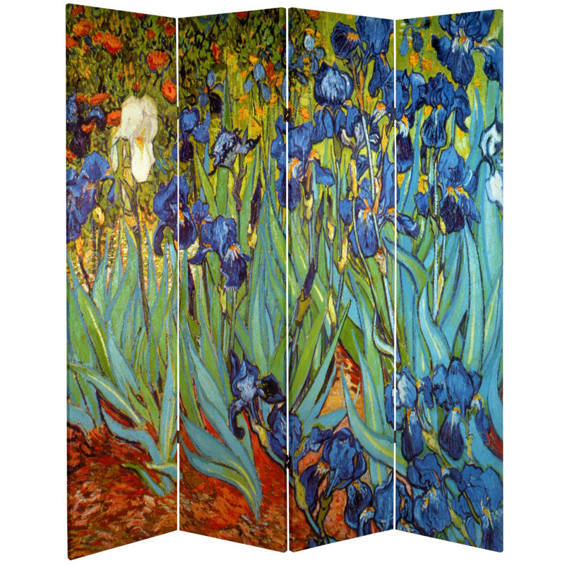 Van Gogh Stars and Flowers Art Canvas Folding Screen, 71" H x 64" W x 1" D