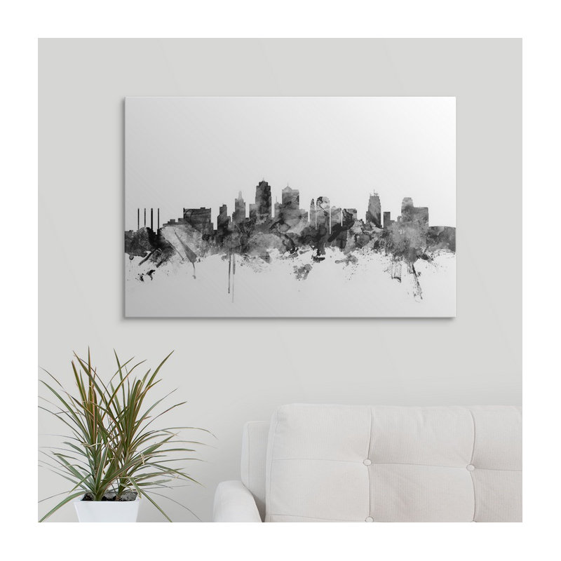 «Kansas City Skyline» par Francy, impression, H 16 po x l 24 po x P 1,5 po, Toile