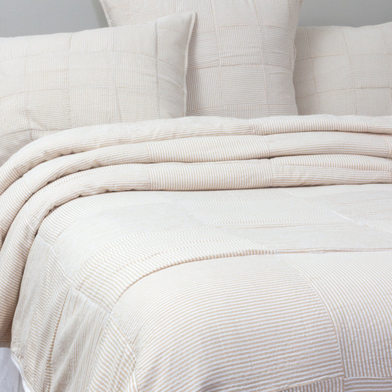 Minister Striped Coverlet Set - King, King Coverlet, Blue, Coverlet
