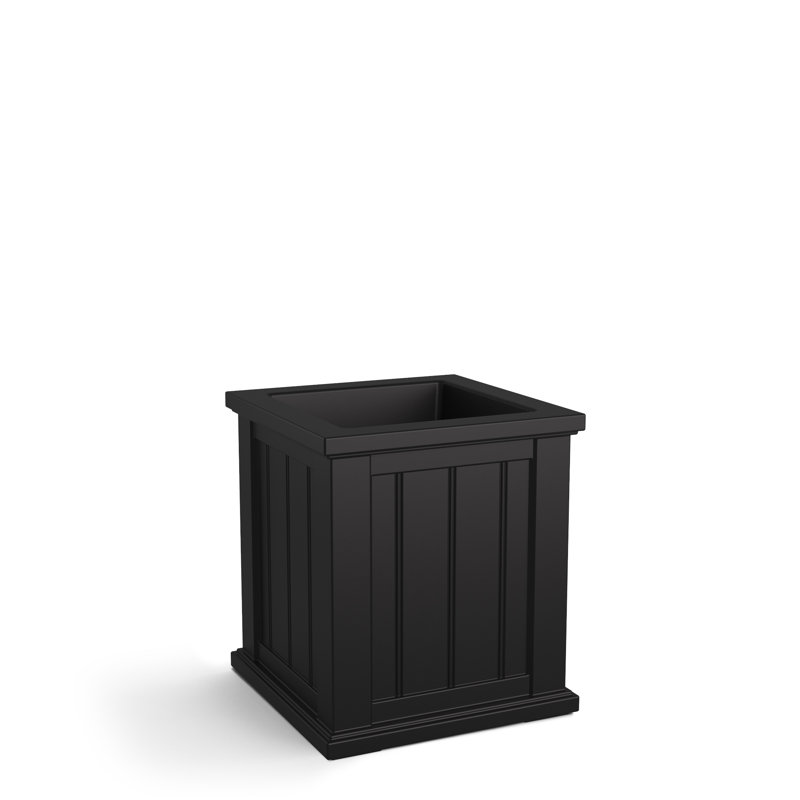 Selevae Resin Planter Box with Water Reservoir, 16" H x 16" W x 16" D, Black