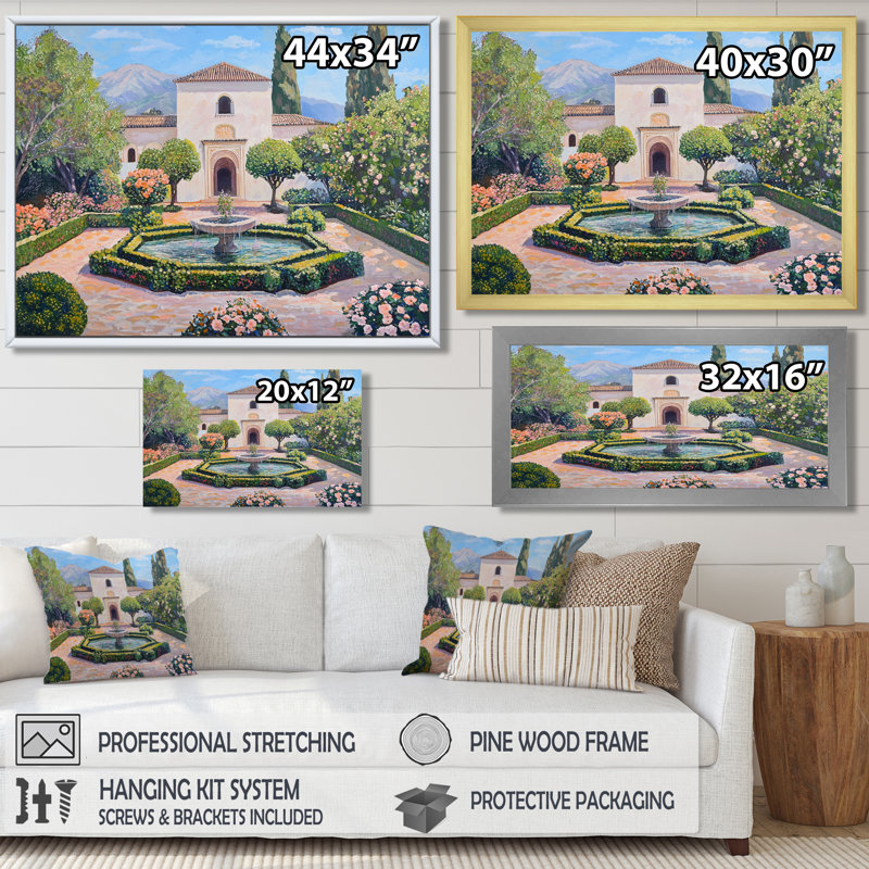 Décoration murale paysage andalou Rêves andalous Cordoue Espagne I - l'Islam, H 16 po x l 32 po, Blanc