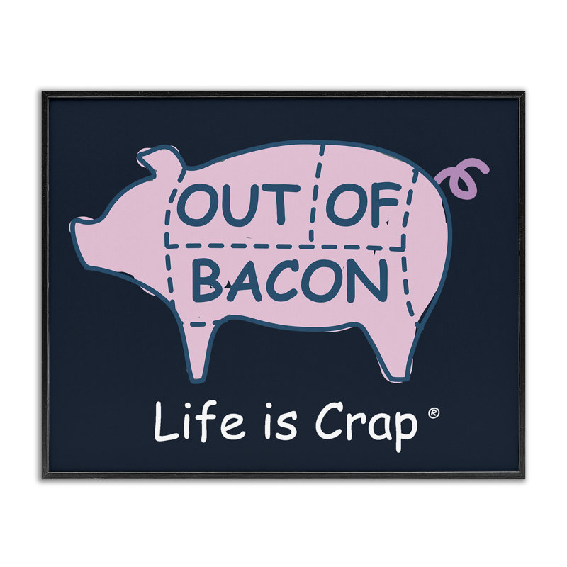 Drôle de bacon, estampe numérique par LIC, Giclée encadrée noir minuit, H 24 po x l 30 po