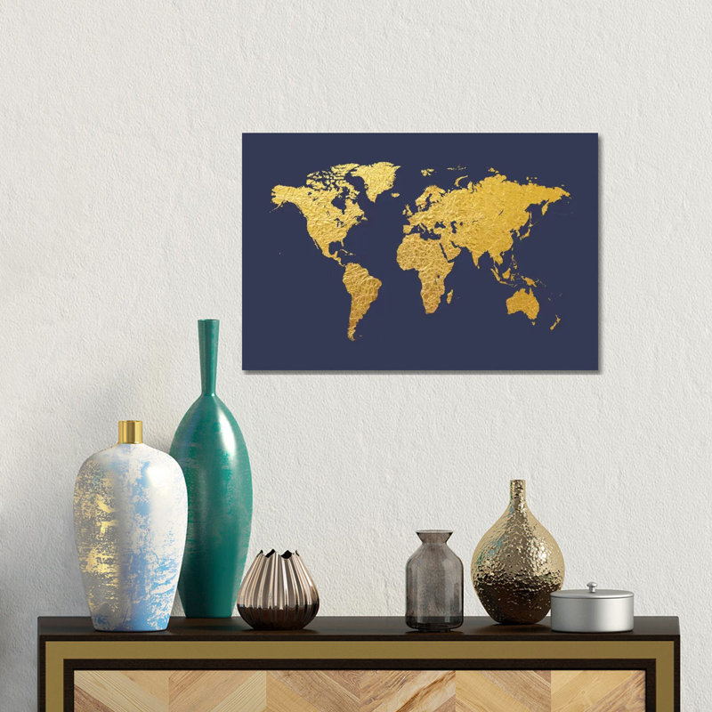 Gold Foil On Denim by Michael Tompsett - Print on Canvas, Wrapped Canvas, 152.5 cm H x 101.5 cm W x 3.175 cm D