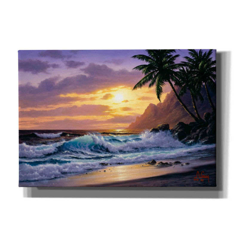 «Sunsets at the beach Never Get Old» par Anthony Casay, art mural sur toile, L 26 po x H 18 po
