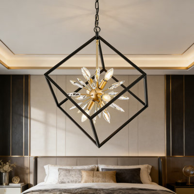 Farmhouse Chandelier With Adjustable Height, 6-Light Industrial Rustic Pendant Light Fixture For Dining Room, Kitchen Island, Living Room And Foyer
