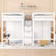 Lit mezzanine double avec placards et escalier, blanc