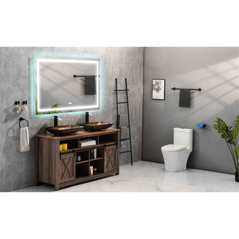 Miroir de salle de bain 72 po x 36 po à DEL, choix à intensité variable, désembuage rapide, aluminium, blanc, facile à installer, verre incassable de 72 po 36 Miroir avec fonctions intelligentes, luminosité réglable,
