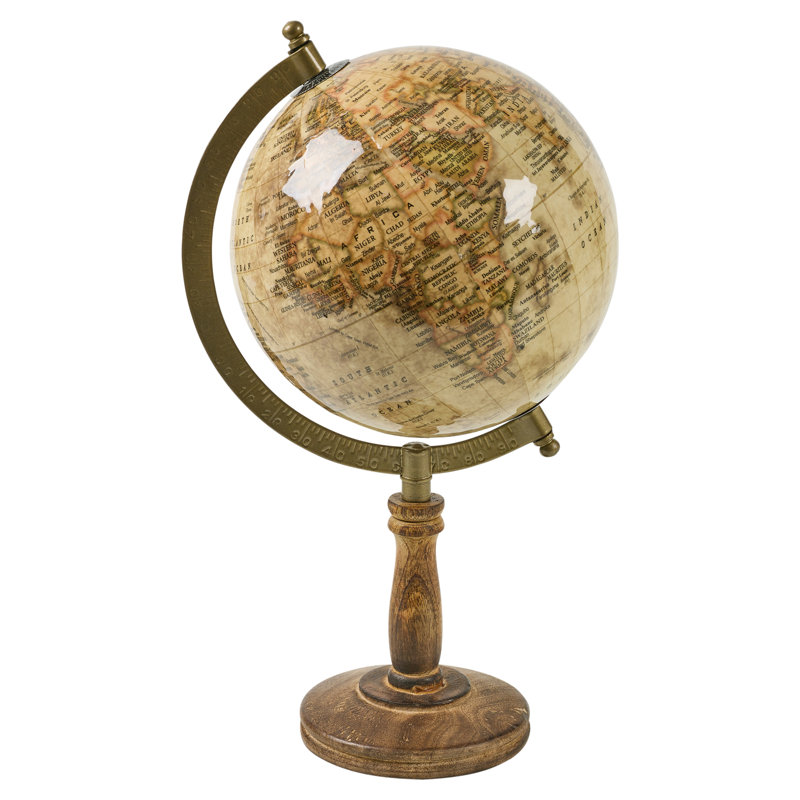 Wood Tabletop Globe, 31cm H x 18cm W x 18cm D