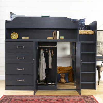 Arlen Kids Twin Loft Bed with Drawers