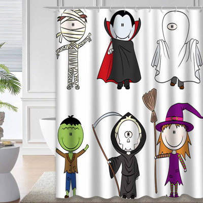 Rideau de douche pour enfants avec 12 crochets Halloween
