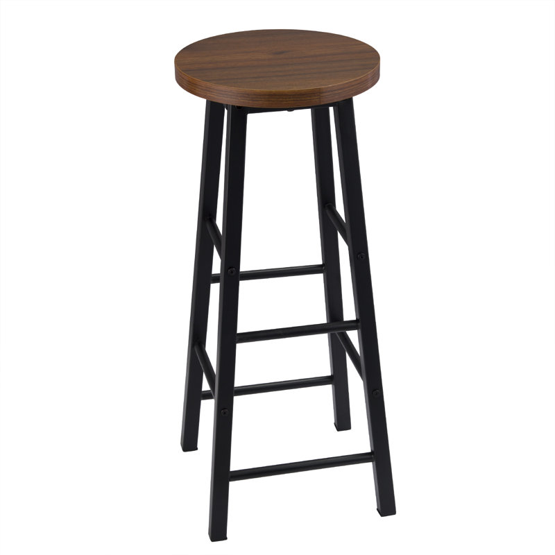 Haydenville Upholstered Counter Stool with Metal Frame, Black, Dark Beech
