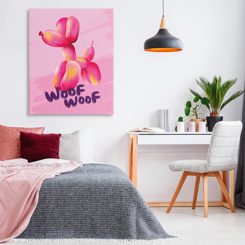 Art mural sur toile «Wouf Balloon Dog» par Nataly White, H 48 po x l 36 po