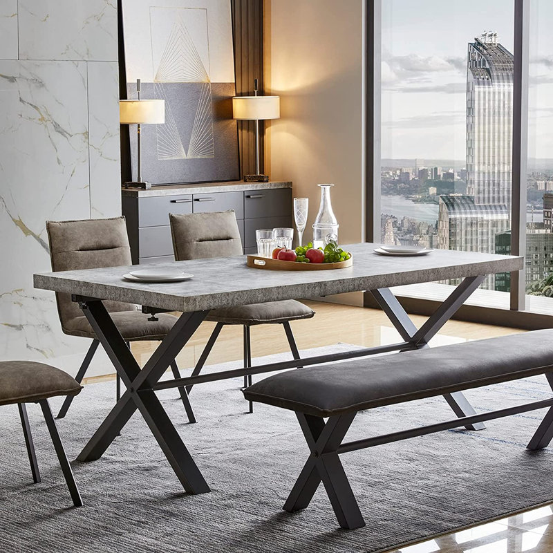 Josaiah Extendable Metal Base Dining Table