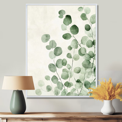 Minimal Eucalyptus Veil I - impression botanique murale verte