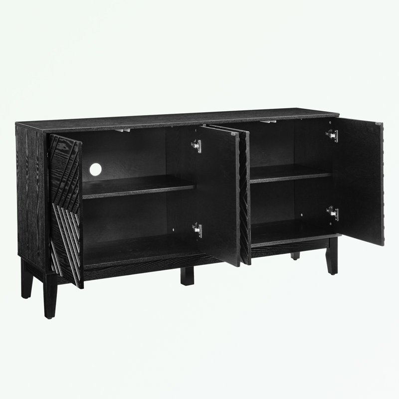 buffet avec rangement et tablettes réglables, Noir