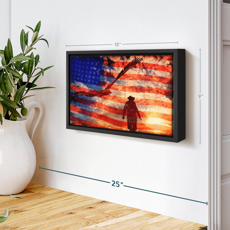 «Cowboy American Flag», reproduction sur toile, H 9 po x l 13 po