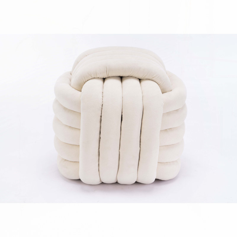 Ottoman Makeup Stool Footstool, Beige Chenille