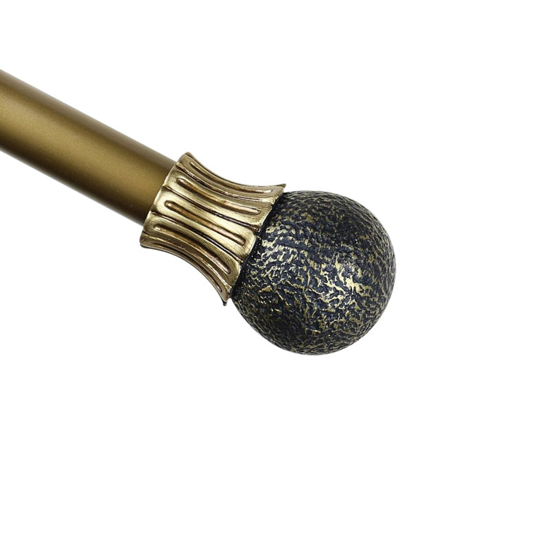 Ensemble de tringle à rideaux simple réglable et quincaillerie Brycenn, l 120 po x P 6,75 po, Doré brulé