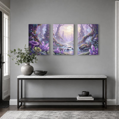 Ensemble de 3 tableaux sur toile représentant une forêt fantastique, pour la décoration du salon, de la chambre et de la maison.