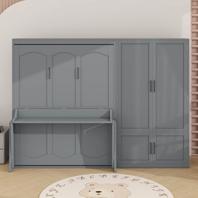 Grand lit escamotable mural avec placard