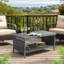 Table d'appoint de patio 16 po à double couche en osier gris-1120730365