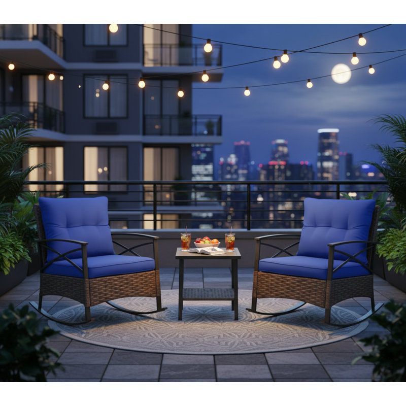 Ensemble de chaises berçantes pour patio avec chaises berçantes et table basse à 2 niveaux pour le jardin, le porche et la cour