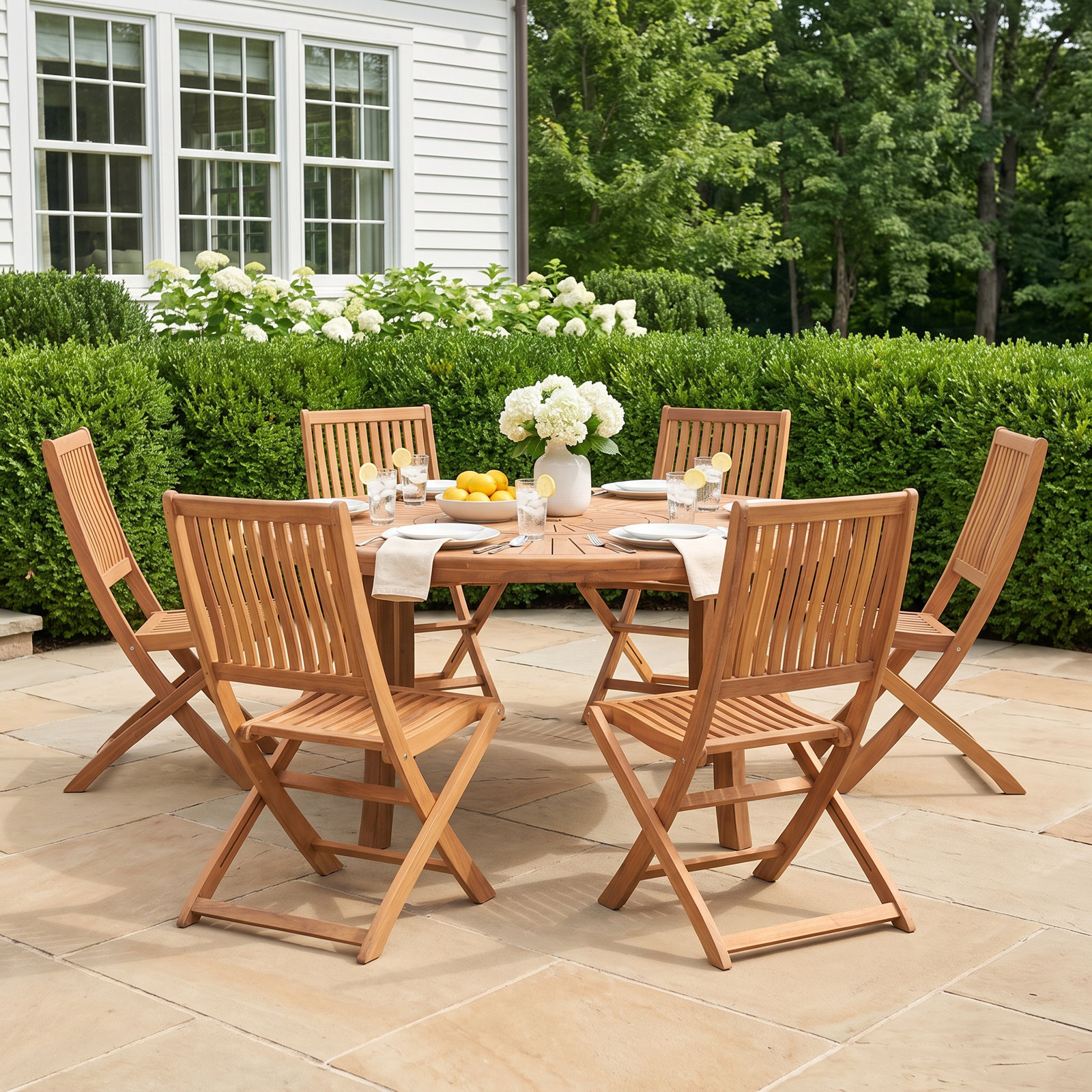 Ross Acacia Patio Dining Set, 6, 29.5" H x 59" W