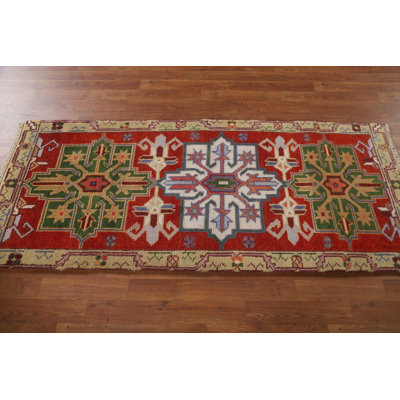 Red Traditional  Indian Wool Rug 3x6
