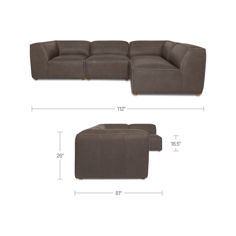Canapé d'angle modulaire Form Signature en cuir brun ardoise