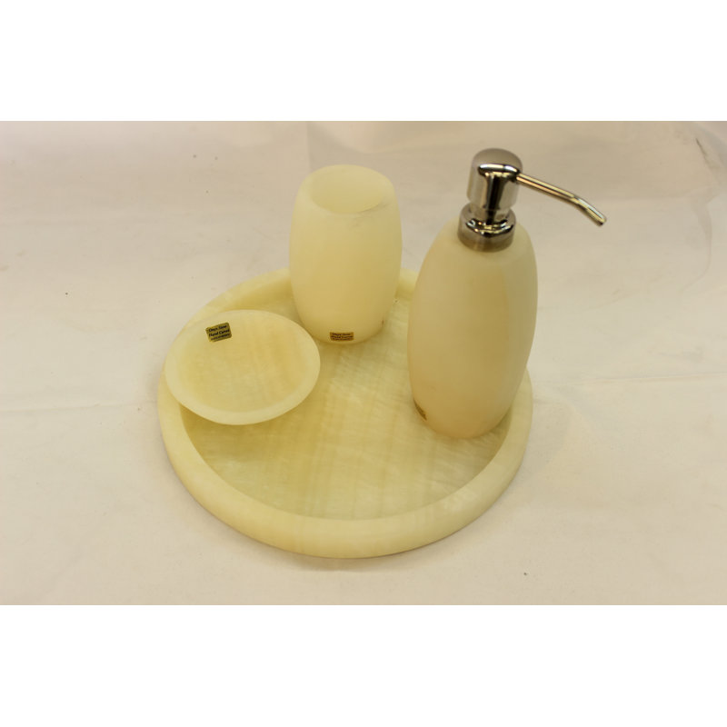 4pc Onyx Bath Accessory Set, Beige
