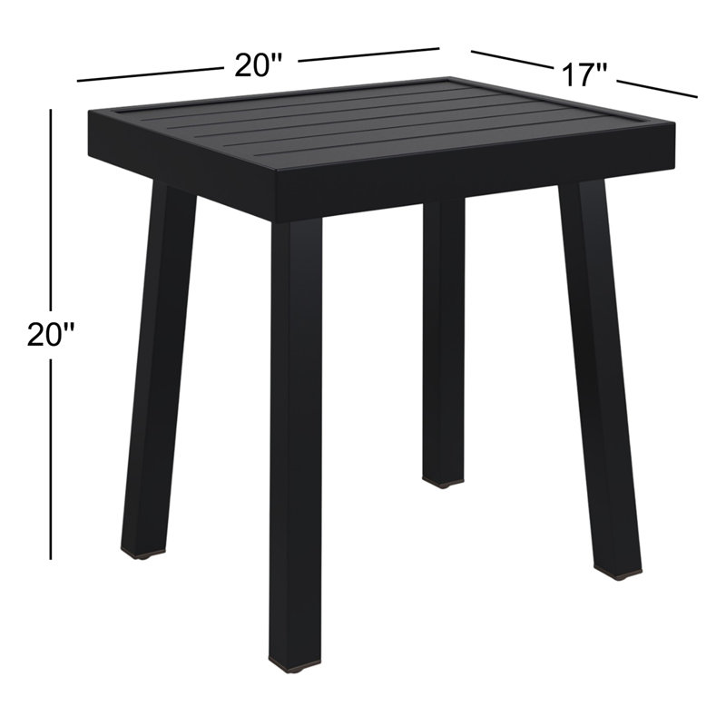 Table d'appoint en aluminium Armando, Noir, noir, noir, noir