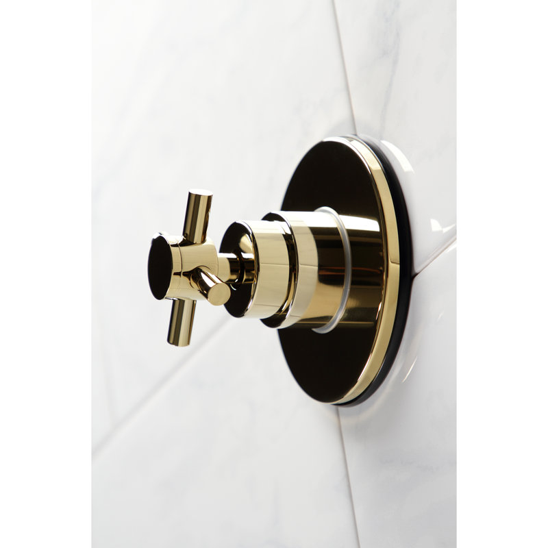 Kingston Brass Concord Single-Handle Wall Mount Three-Way Diverter Valve with Trim Kit, Polished Brass
