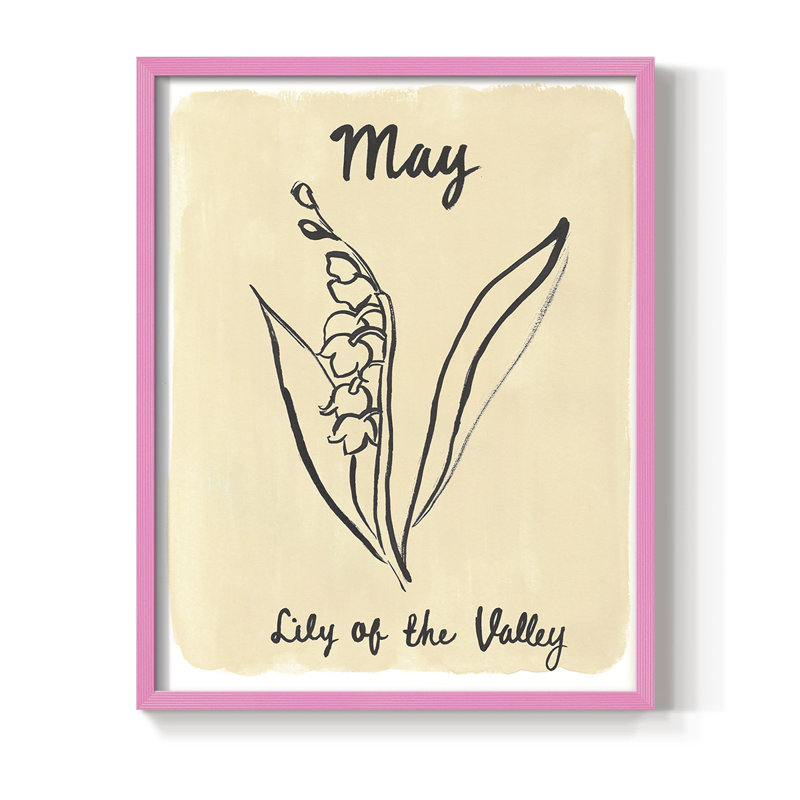 Reproduction encadrée mois de naissance V - bois massif, Rose, H 15 po x l 12 po