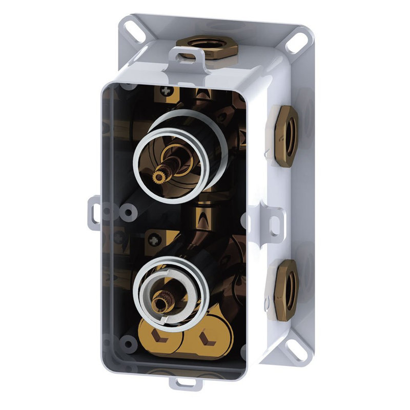Devon Thermostatic 2-3 Way Shower Mixer - Wall Mount - 6" Brass/Matt Black