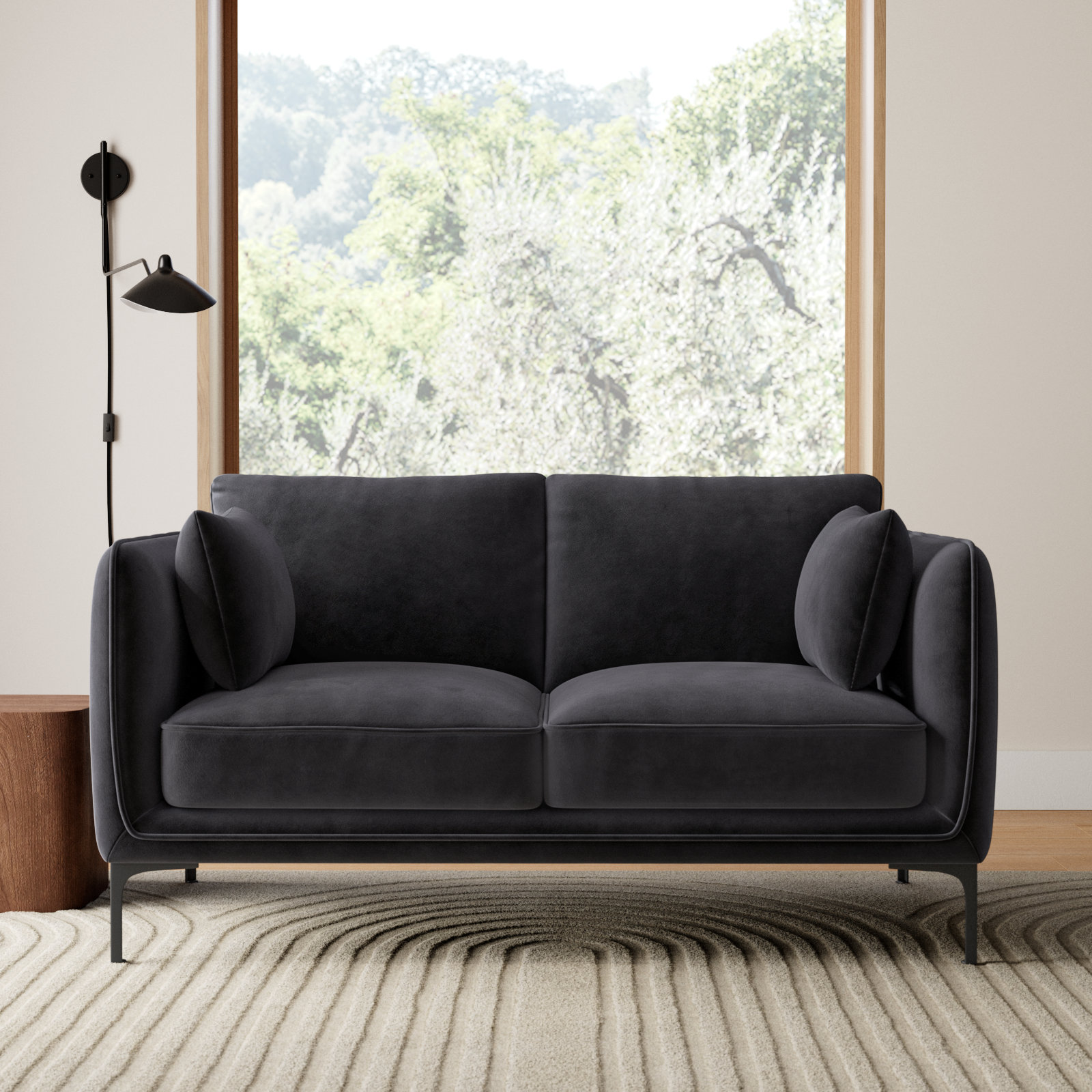 Rae 60'' Upholstered Loveseat, Dark Gray