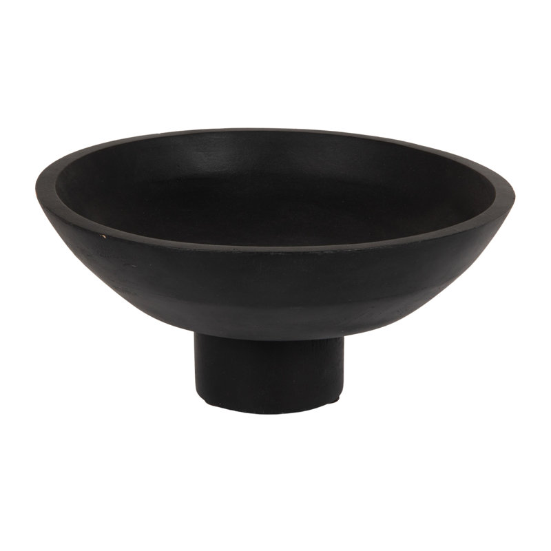 Allyce Mango wood footed bowl, Walnut Finish, Black