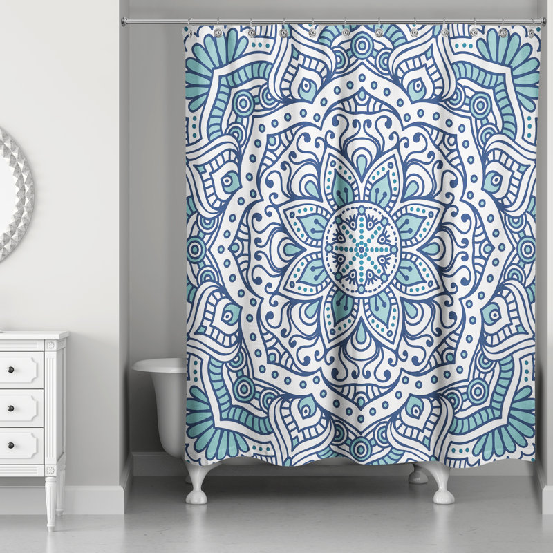 Daley Floral Shower Curtain, Blue