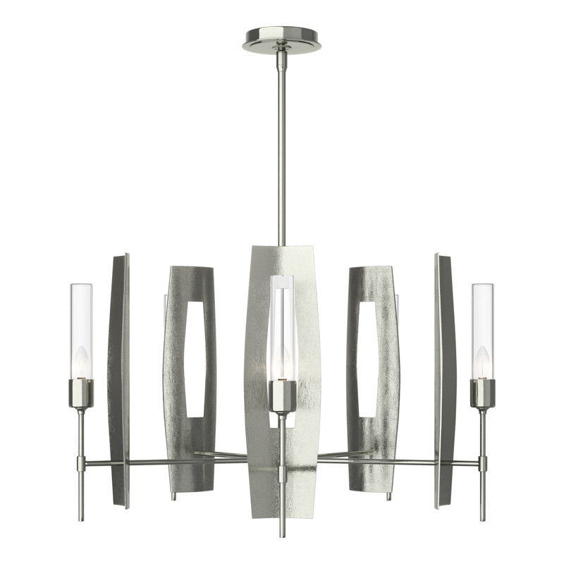 Passage 5 - Light Wagon Wheel Chandelier, Clear Glass, Sterling