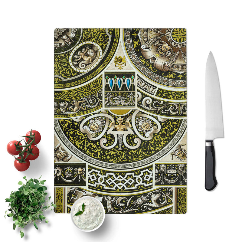 Tempered Glass 16Th Century Chopping Board, 28.5 cm W x 39 cm L