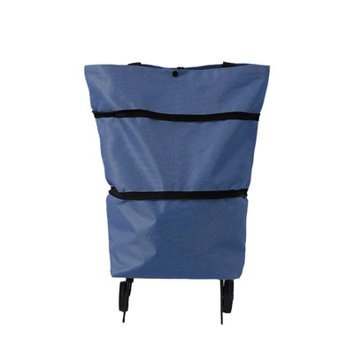 Small Collapsible Shopping Cart, 2 In 1 Foldable Shoppings Bag Carts With Wheels, Portable Compact Waterproof Trolley